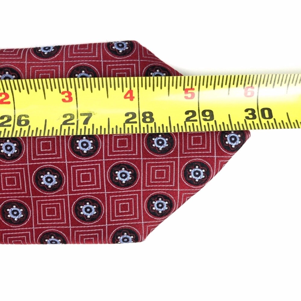 JoS. A. BANK Signature Collection Tie Red Foulard Geometric 100% Silk Necktie - Picture 9 of 9